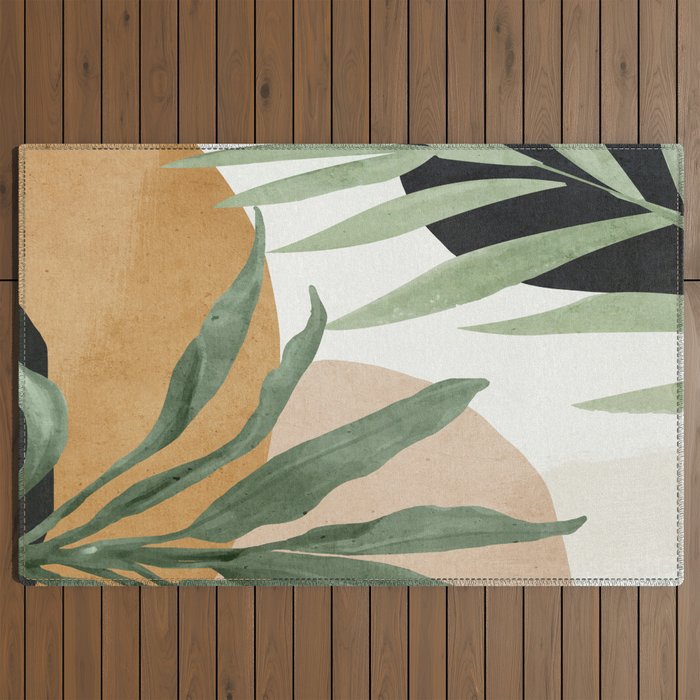 Abstract Art Tropical Leaves 4 Outdoor Rug Gallery Image 2
