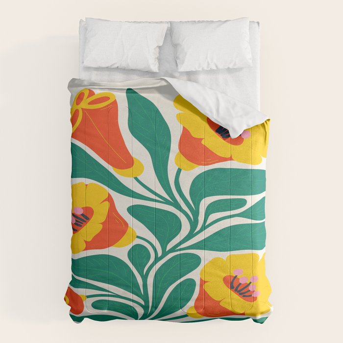 Orioles & Golden Poppy: Les Fleurs | Flower Market 04 | Spring Summer 23 Comforter Gallery Image 6