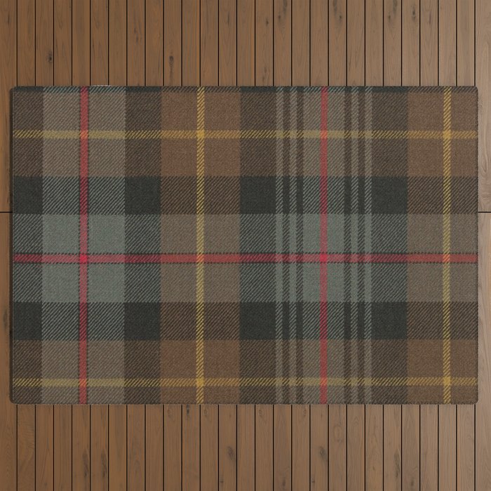 Vintage Brown Gray Tartan Plaid Pattern Outdoor Rug Gallery Image 3