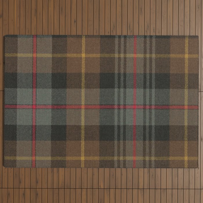 Vintage Brown Gray Tartan Plaid Pattern Outdoor Rug Gallery Image 4