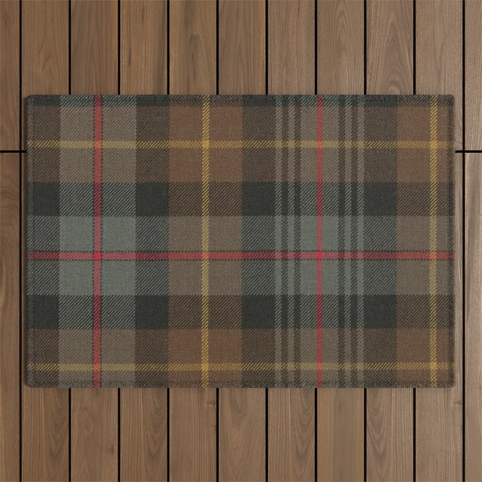 Vintage Brown Gray Tartan Plaid Pattern Outdoor Rug Gallery Image 1