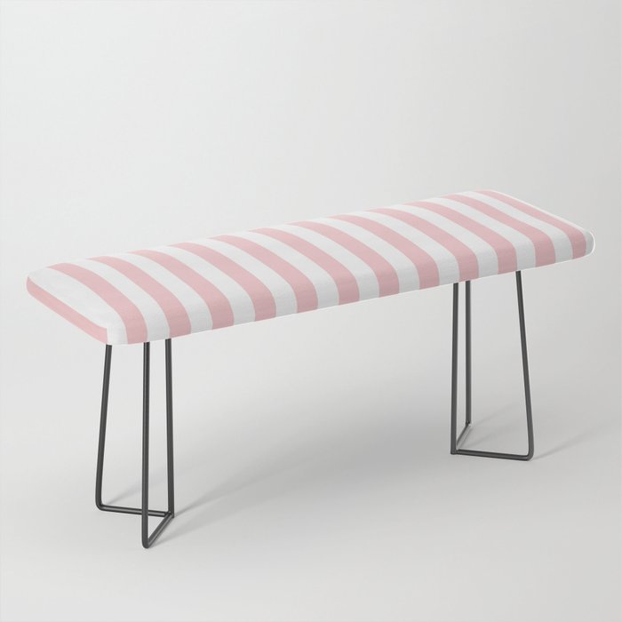 Large Classic Pink and White Stripe Pattern Bench Gallery Image 1