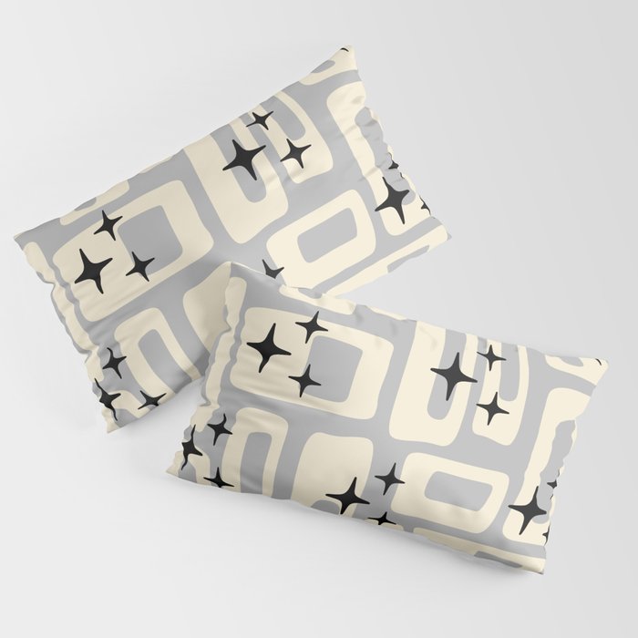 Retro Mid Century Modern Abstract Pattern 576 Gray Black Pillow Sham Gallery Image 4