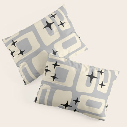 Retro Mid Century Modern Abstract Pattern 576 Gray Black Pillow Sham Gallery Image 3