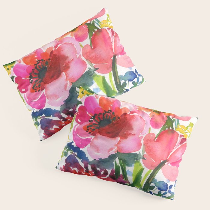 my floral garden in watercolor Pillow Sham Gallery Image 3