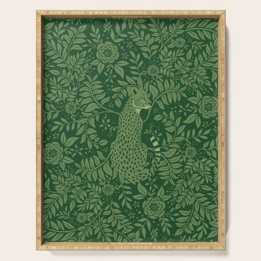 Spring Cheetah Pattern - Forest Green Serving Tray Gallery Image 1