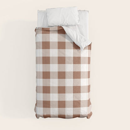 Gingham Large Brown White Comforter Gallery Image 4