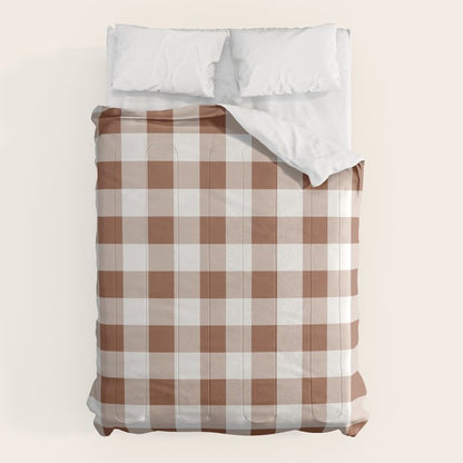 Gingham Large Brown White Comforter Gallery Image 1