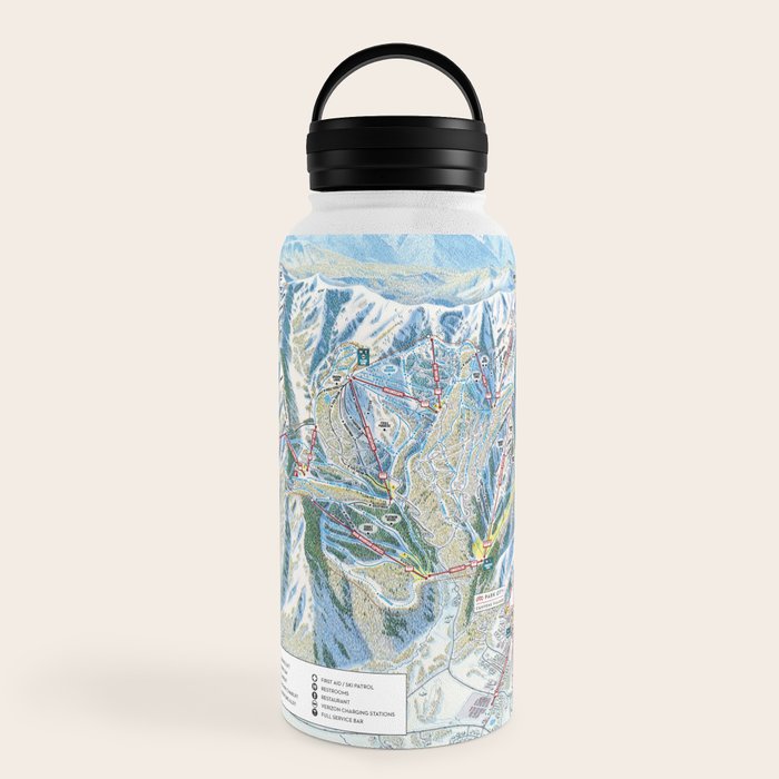 Park City Utah Trail Map Ski Snowboard Water Bottle Gallery Image 6