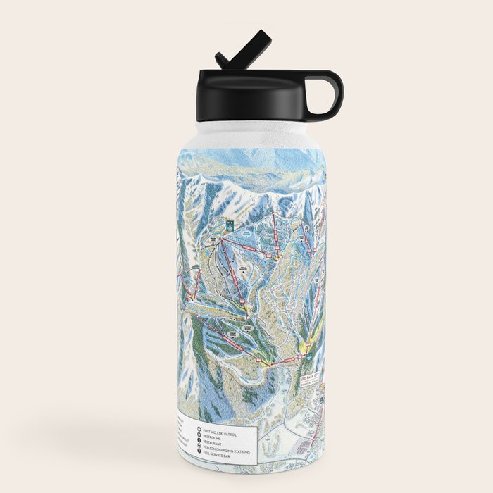 Park City Utah Trail Map Ski Snowboard Water Bottle Gallery Image 4