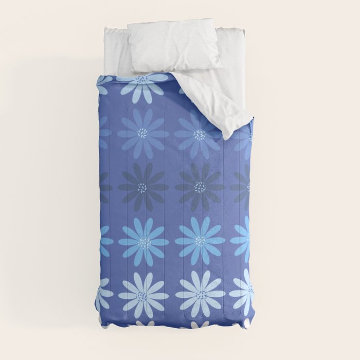 Ombre Abstract Daisies on Cobalt Blue Comforter Gallery Image 4