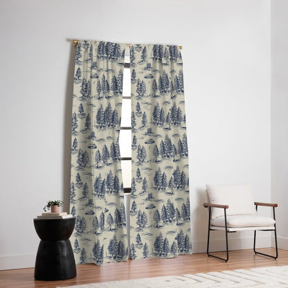 Alien Abduction Toile De Jouy Pattern in Blue Window Curtain Gallery Image 6