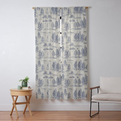 Alien Abduction Toile De Jouy Pattern in Blue Window Curtain Gallery Image 13