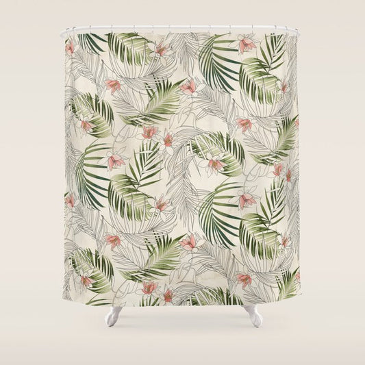 Tropical Palms Outline Shower Curtain Gallery Image 1