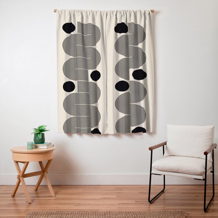 Abstraction_LINE_BLACK_DOT_VISUAL_ART_Minimlism_001A Window Curtain Gallery Image 3