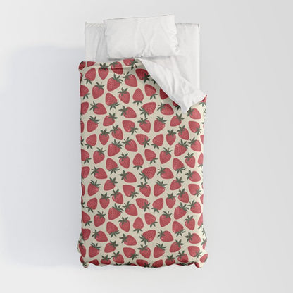 Hand Drawn Vintage Strawberry Pattern Duvet Cover Gallery Image 9