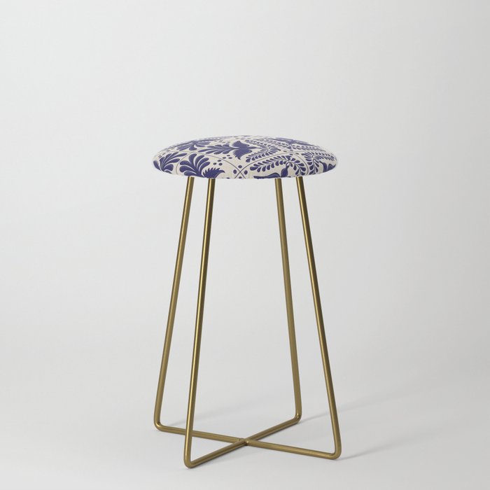 Mexican Talavera With Blue Birds Pattern by Akbaly Stool Gallery Image 4