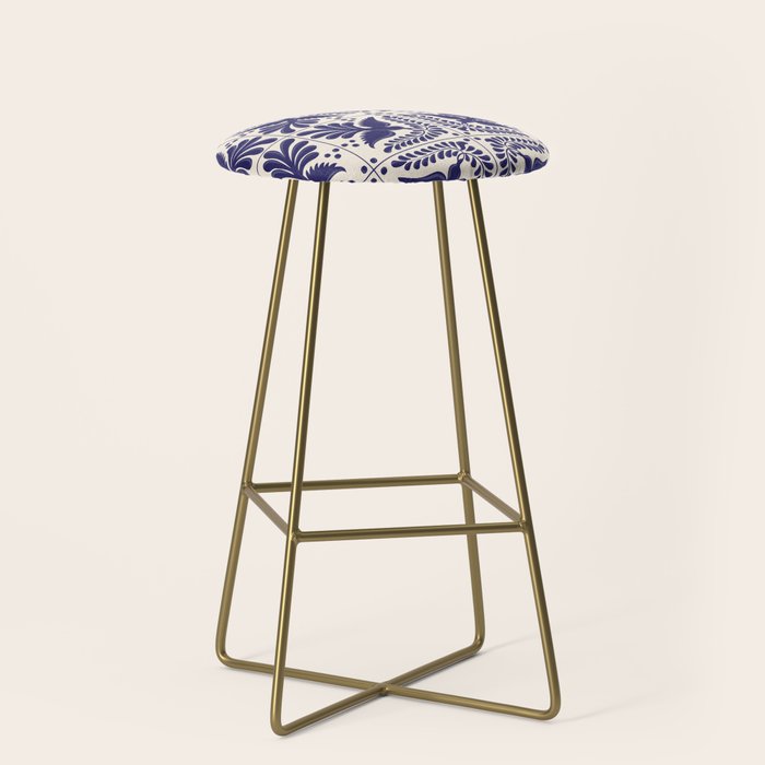 Mexican Talavera With Blue Birds Pattern by Akbaly Stool Gallery Image 2