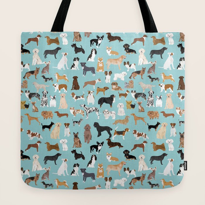 Dogs pattern print must have gifts for dog person mint dog breeds Tote Bag Gallery Image 2