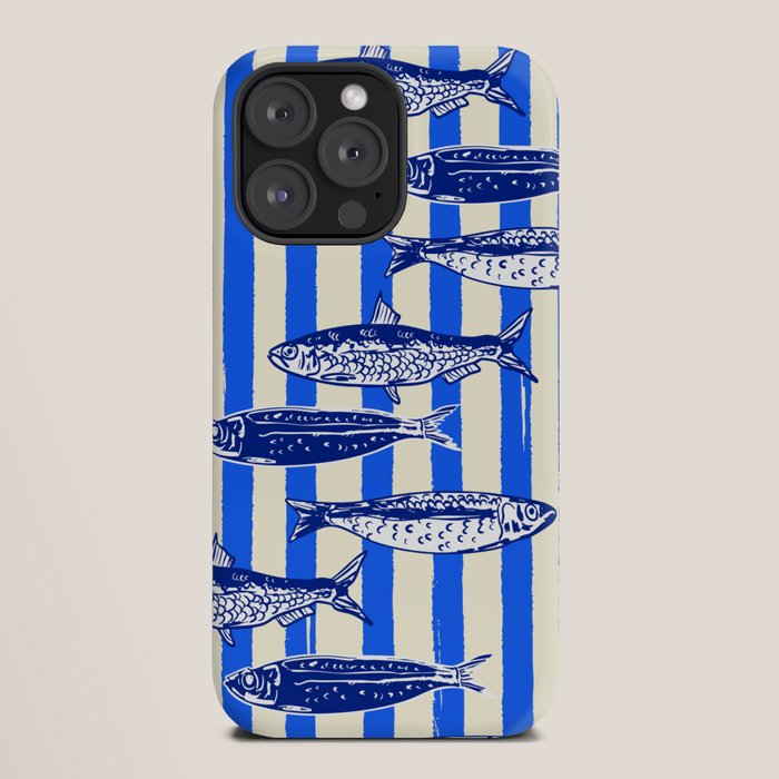 Swimming Sardines - Blue Striped Coastal Art iPhone Case Gallery Image 20