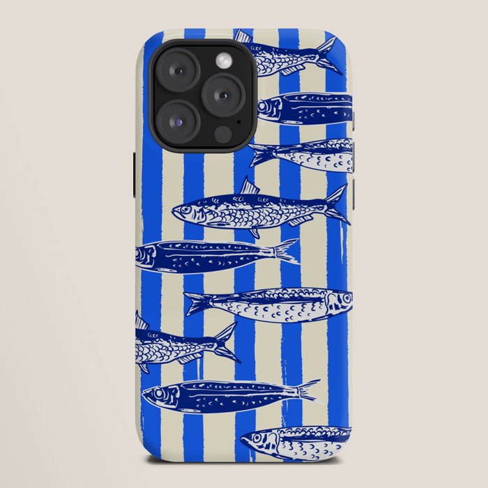 Swimming Sardines - Blue Striped Coastal Art iPhone Case Gallery Image 12