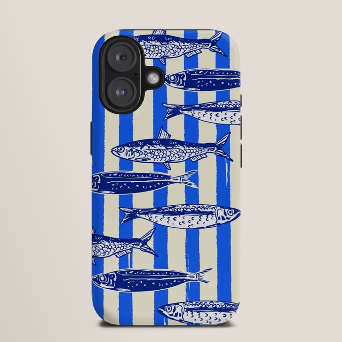 Swimming Sardines - Blue Striped Coastal Art iPhone Case Gallery Image 9