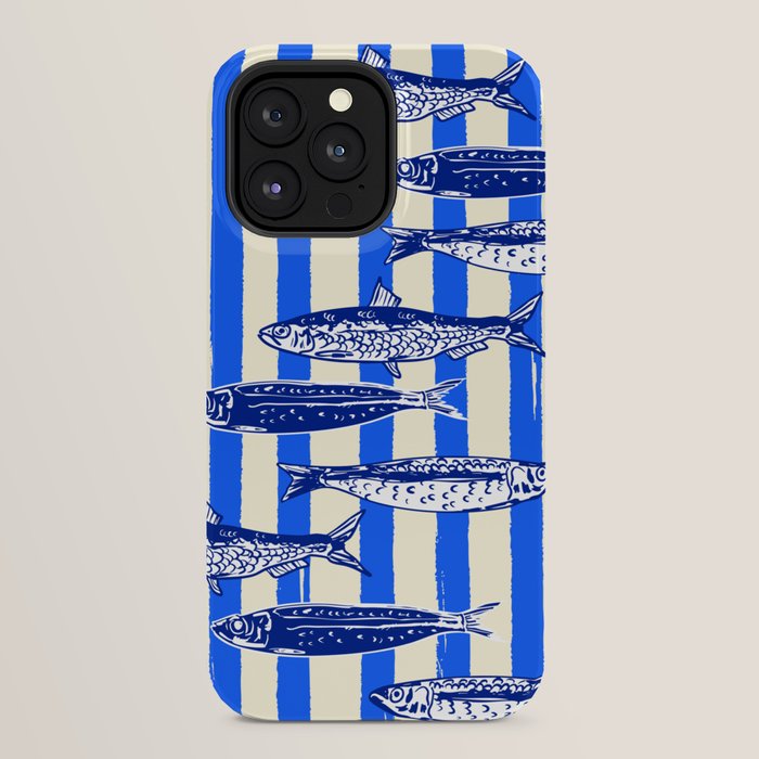 Swimming Sardines - Blue Striped Coastal Art iPhone Case Gallery Image 32