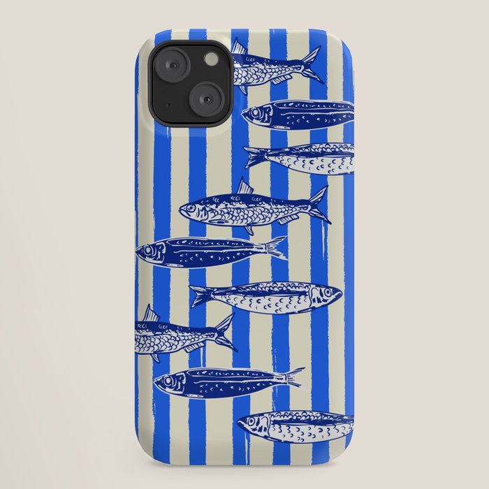 Swimming Sardines - Blue Striped Coastal Art iPhone Case Gallery Image 18