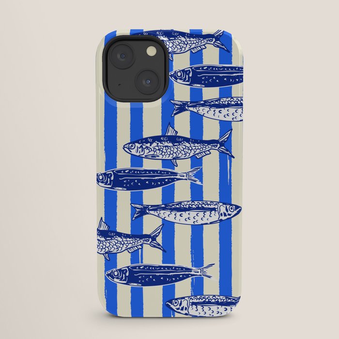Swimming Sardines - Blue Striped Coastal Art iPhone Case Gallery Image 25