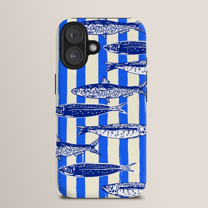 Swimming Sardines - Blue Striped Coastal Art iPhone Case Gallery Image 13