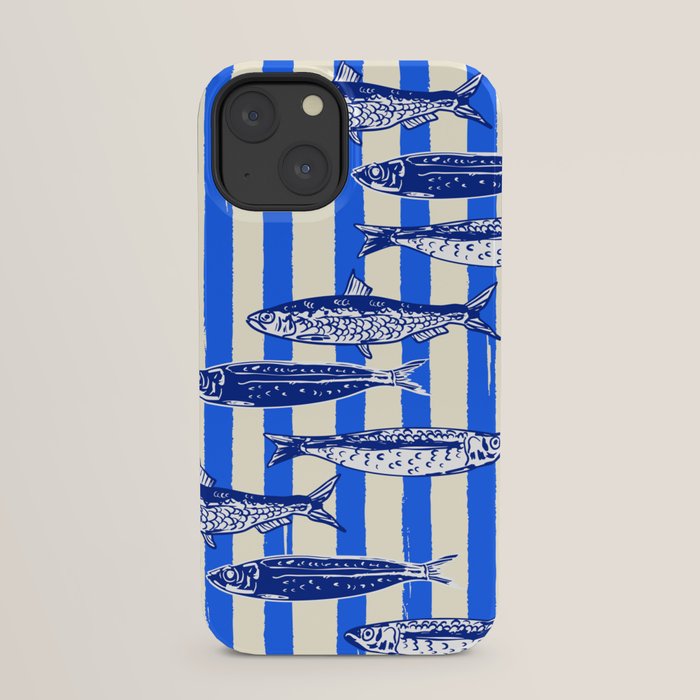 Swimming Sardines - Blue Striped Coastal Art iPhone Case Gallery Image 29
