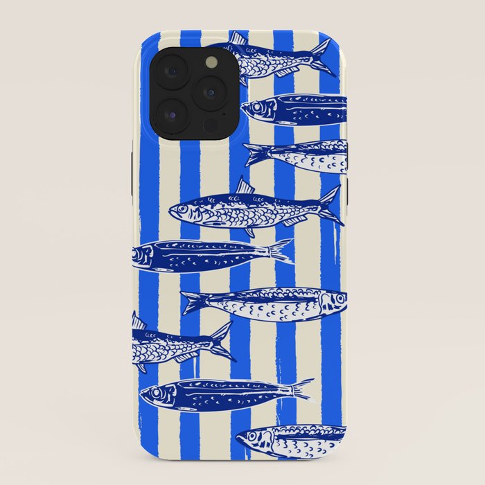Swimming Sardines - Blue Striped Coastal Art iPhone Case Gallery Image 40