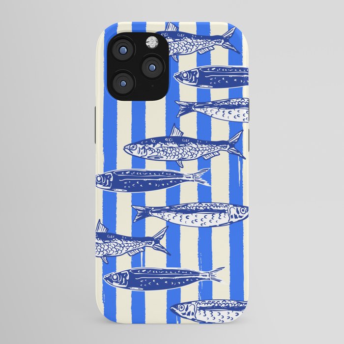 Swimming Sardines - Blue Striped Coastal Art iPhone Case Gallery Image 43
