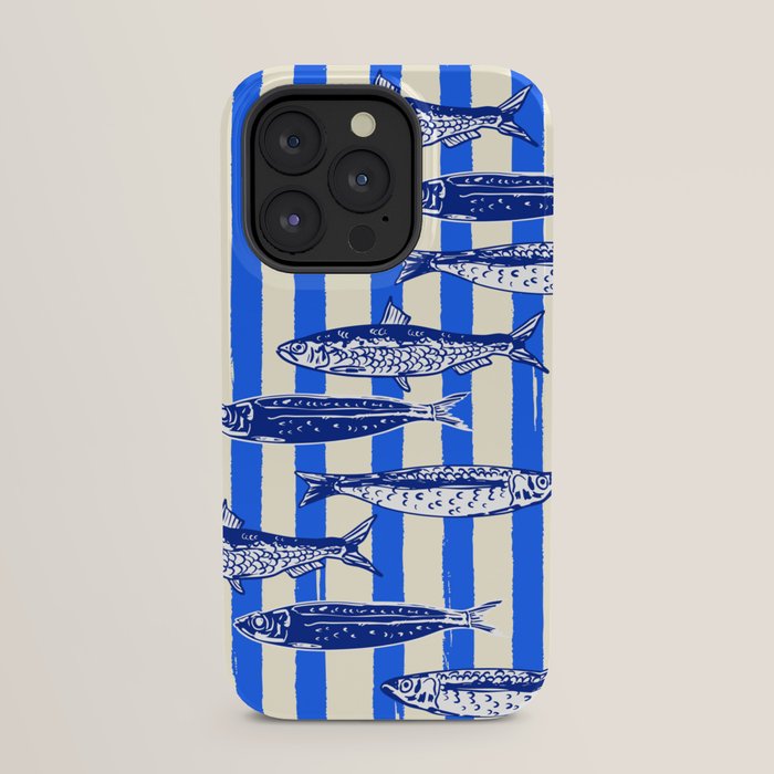Swimming Sardines - Blue Striped Coastal Art iPhone Case Gallery Image 23