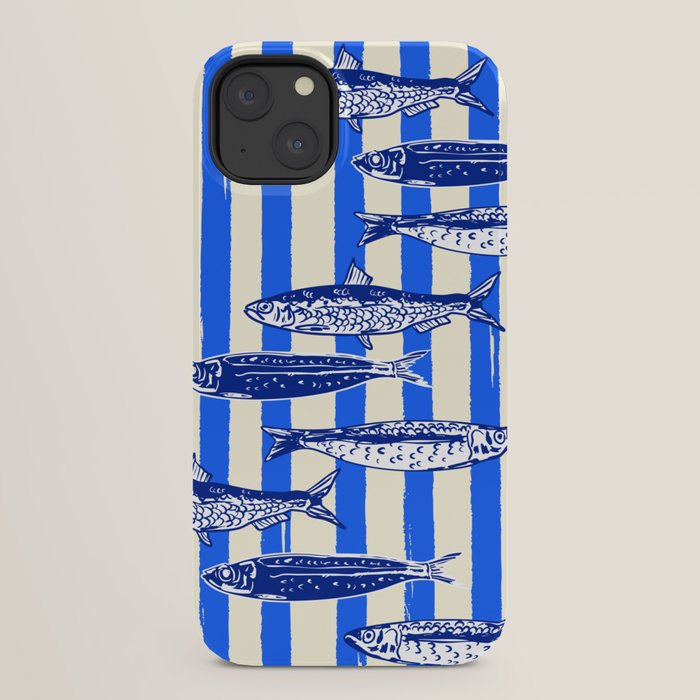 Swimming Sardines - Blue Striped Coastal Art iPhone Case Gallery Image 22