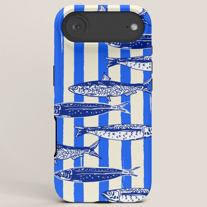 Swimming Sardines - Blue Striped Coastal Art iPhone Case Gallery Image 6