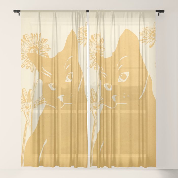 Minimalist Yellow Cat Window Curtain Gallery Image 21
