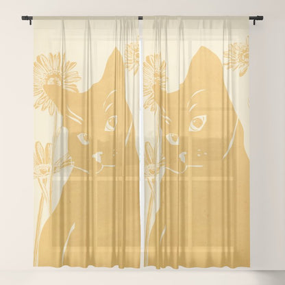 Minimalist Yellow Cat Window Curtain Gallery Image 21
