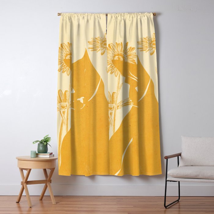 Minimalist Yellow Cat Window Curtain Gallery Image 5
