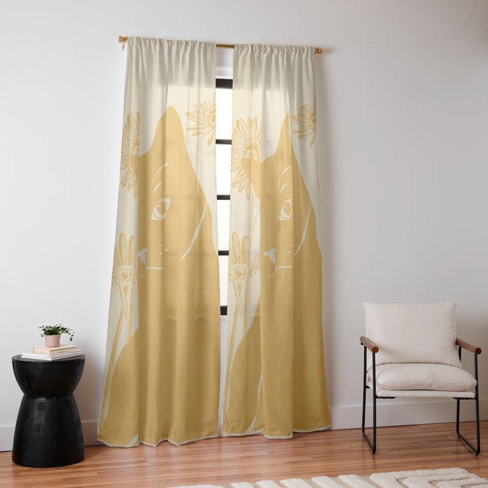 Minimalist Yellow Cat Window Curtain Gallery Image 10