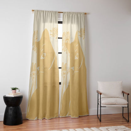 Minimalist Yellow Cat Window Curtain Gallery Image 10