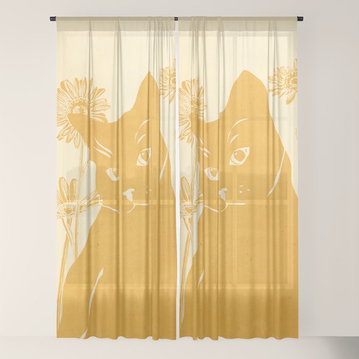 Minimalist Yellow Cat Window Curtain Gallery Image 18