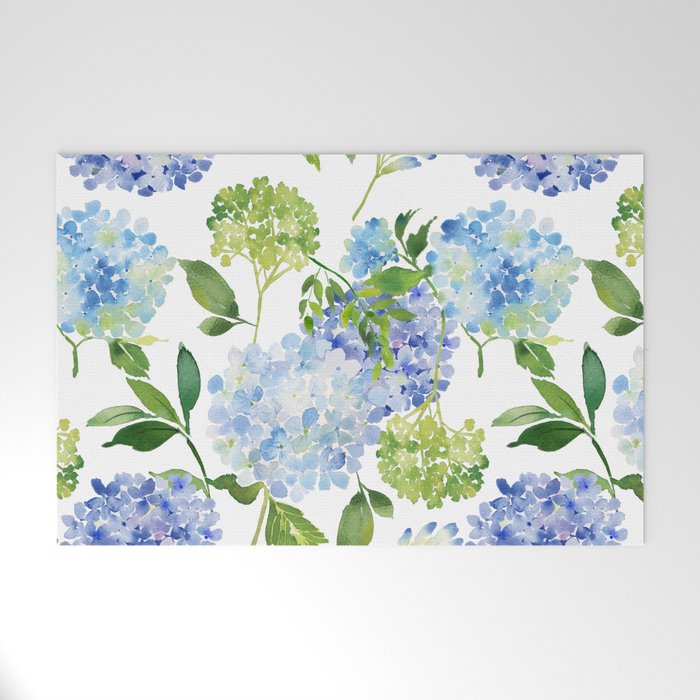 Blue Hydrangea Flowers Welcome Mat Gallery Image 1