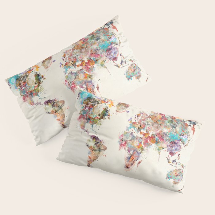world map watercolor deux Pillow Sham Gallery Image 4