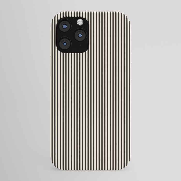 Ultra Fine Stripes Vertical Minimalist Pattern in Black and Almond Cream iPhone Case Gallery Image 43