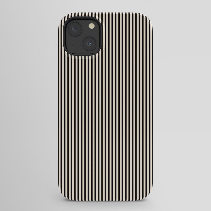 Ultra Fine Stripes Vertical Minimalist Pattern in Black and Almond Cream iPhone Case Gallery Image 30