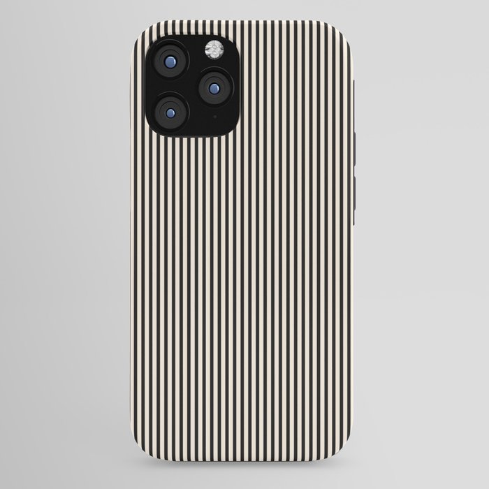 Ultra Fine Stripes Vertical Minimalist Pattern in Black and Almond Cream iPhone Case Gallery Image 44