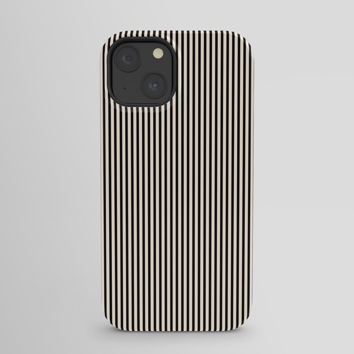 Ultra Fine Stripes Vertical Minimalist Pattern in Black and Almond Cream iPhone Case Gallery Image 29