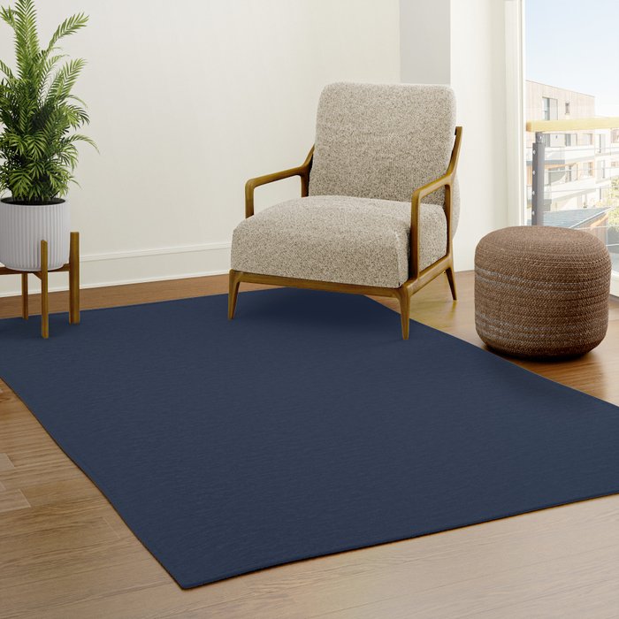 INDIGO BLUE Deep Navy solid color Rug Gallery Image 3