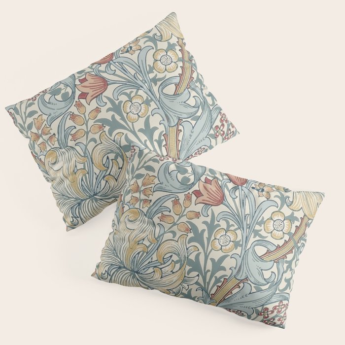William Morris Vintage Golden Lily Soft Slate & Manilla Pillow Sham Gallery Image 3